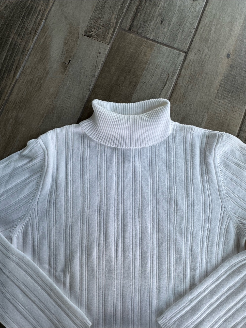 Talbots Classic Cream Ribbed Turtleneck Sweater - Large